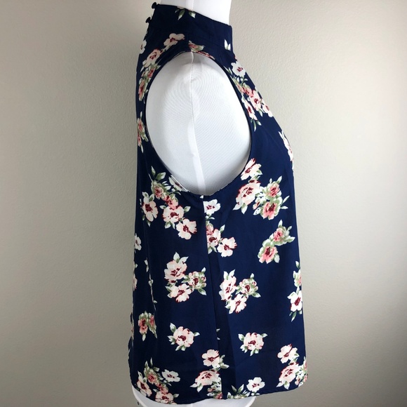 Blu Pepper Sleeveless Blouse Size S Navy Pink - Picture 3 of 8